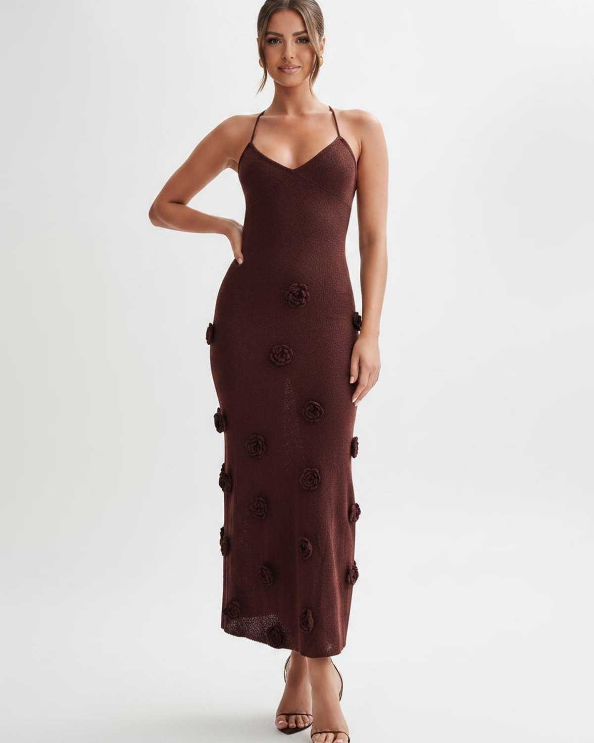 Ramblion Niya midi dress — v-neck neckline · styled view 6 · styled for cocktail season