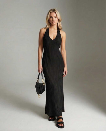 Numa Maxi Dress by RAMBLION, black, ankle-length, V-neck, sleeveless, sophisticated look for chic occasions.