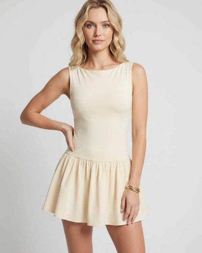 Ramblion Nyla mini dress — bateau round neckline · styled view 10 · styled for prom season