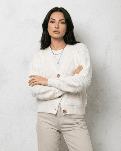 White Cardigan, front view | Ramblion | SKU: AC-76439-WHT-L-6593,AC-76439-WHT-M-4339,AC-76439-WHT-S-4365,AC-76439-WHT-XL-1255,AC-76439-WHT-XS-1215