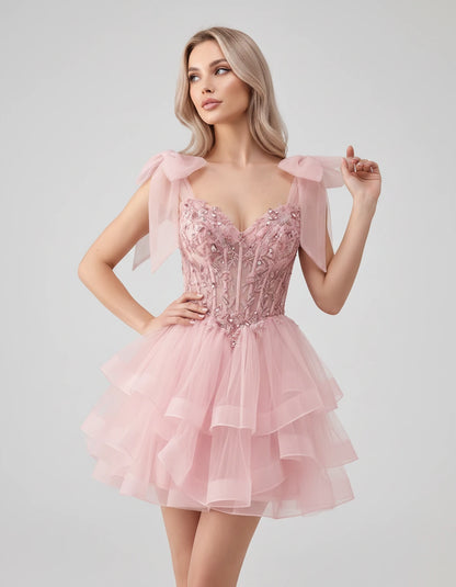Oceane Mini Dresses — Pink | SKU: RB-8bb178-pink-2,RB-8bb178-pink-4,RB-8bb178-pink-6,RB-8bb178-pink-8,RB-8bb178-pink-10,RB-8bb178-pink-12,RB-8bb178-pink-14,RB-8bb178-pink-16,RB-8bb178-pink-16W,RB-8bb178-pink-18W,RB-8bb178-pink-20W,RB-8bb178-pink-22W