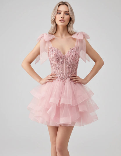 Oceane Mini Dresses — Pink | SKU: RB-8bb178-pink-2,RB-8bb178-pink-4,RB-8bb178-pink-6,RB-8bb178-pink-8,RB-8bb178-pink-10,RB-8bb178-pink-12,RB-8bb178-pink-14,RB-8bb178-pink-16,RB-8bb178-pink-16W,RB-8bb178-pink-18W,RB-8bb178-pink-20W,RB-8bb178-pink-22W