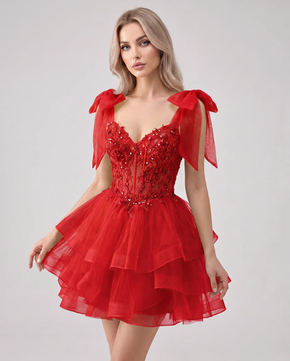 Oceane Mini Dresses — Red