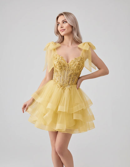 Oceane Mini Dresses — Yellow | SKU: RB-8bb178-yellow-2,RB-8bb178-yellow-4,RB-8bb178-yellow-6,RB-8bb178-yellow-8,RB-8bb178-yellow-10,RB-8bb178-yellow-12,RB-8bb178-yellow-14,RB-8bb178-yellow-16,RB-8bb178-yellow-16W,RB-8bb178-yellow-18W,RB-8bb178-yellow-20W,RB-8bb178-yellow-22W