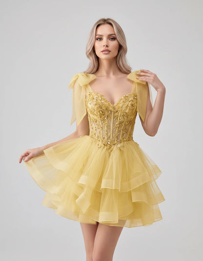 Oceane Mini Dresses — Yellow | SKU: RB-8bb178-yellow-2,RB-8bb178-yellow-4,RB-8bb178-yellow-6,RB-8bb178-yellow-8,RB-8bb178-yellow-10,RB-8bb178-yellow-12,RB-8bb178-yellow-14,RB-8bb178-yellow-16,RB-8bb178-yellow-16W,RB-8bb178-yellow-18W,RB-8bb178-yellow-20W,RB-8bb178-yellow-22W
