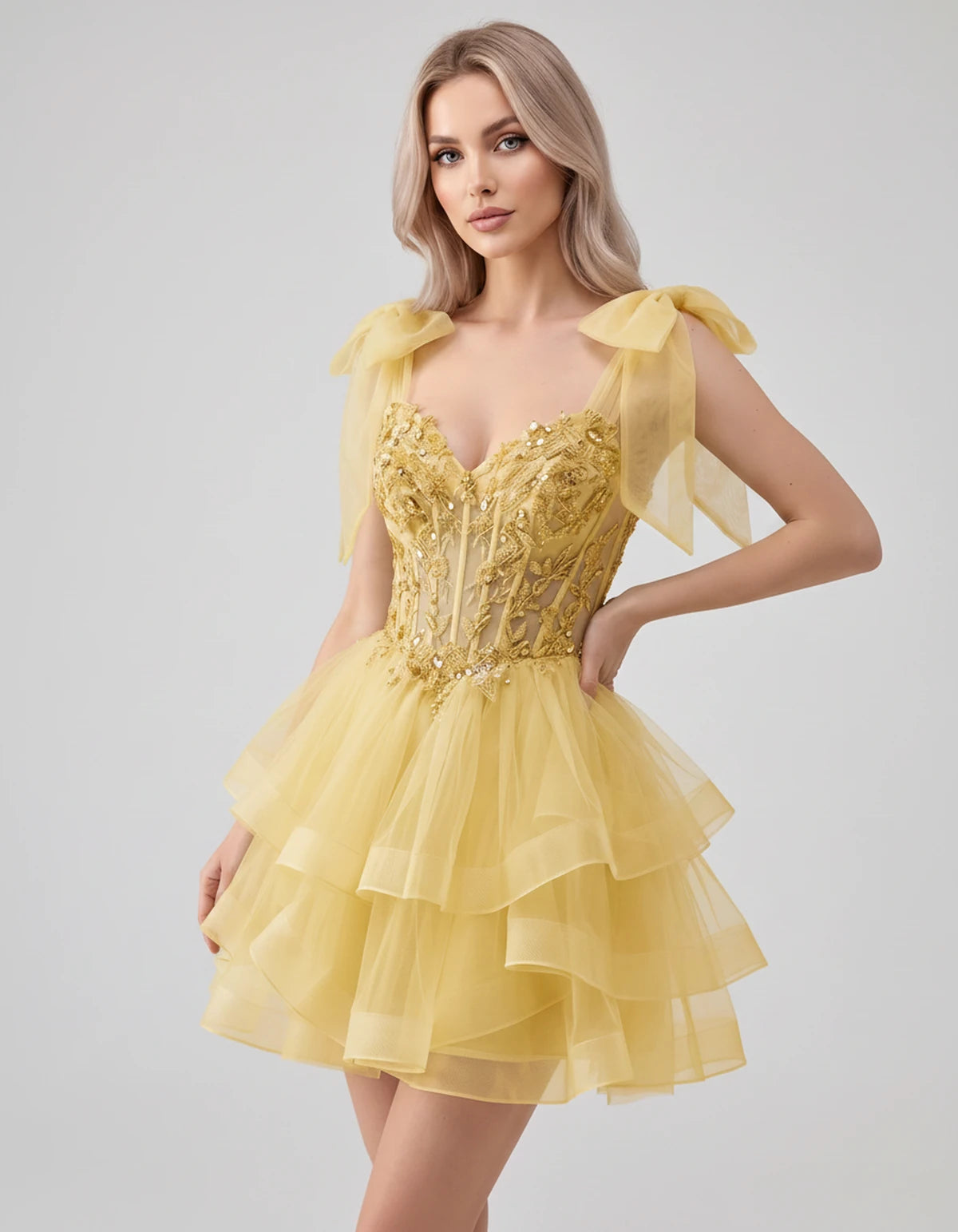 Oceane Mini Dresses — Yellow | SKU: RB-8bb178-yellow-2,RB-8bb178-yellow-4,RB-8bb178-yellow-6,RB-8bb178-yellow-8,RB-8bb178-yellow-10,RB-8bb178-yellow-12,RB-8bb178-yellow-14,RB-8bb178-yellow-16,RB-8bb178-yellow-16W,RB-8bb178-yellow-18W,RB-8bb178-yellow-20W,RB-8bb178-yellow-22W