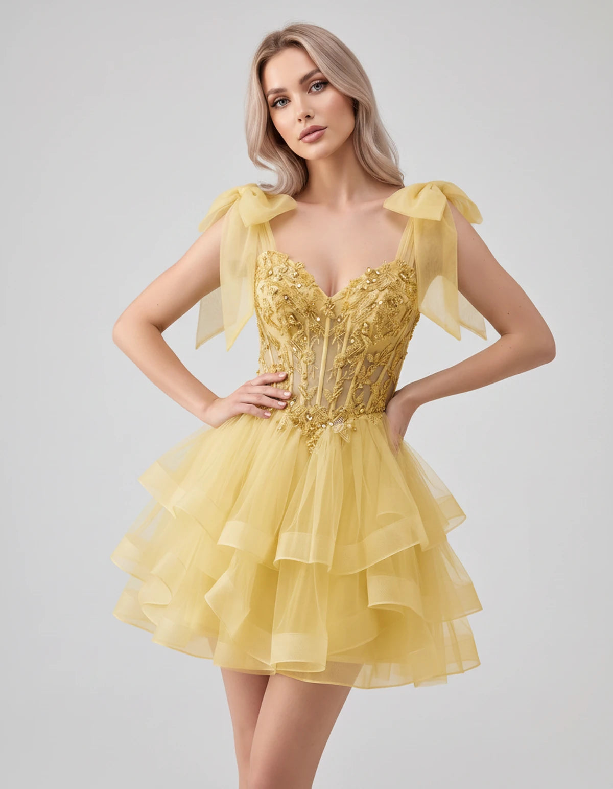 Oceane Mini Dresses — Yellow | SKU: RB-8bb178-yellow-2,RB-8bb178-yellow-4,RB-8bb178-yellow-6,RB-8bb178-yellow-8,RB-8bb178-yellow-10,RB-8bb178-yellow-12,RB-8bb178-yellow-14,RB-8bb178-yellow-16,RB-8bb178-yellow-16W,RB-8bb178-yellow-18W,RB-8bb178-yellow-20W,RB-8bb178-yellow-22W