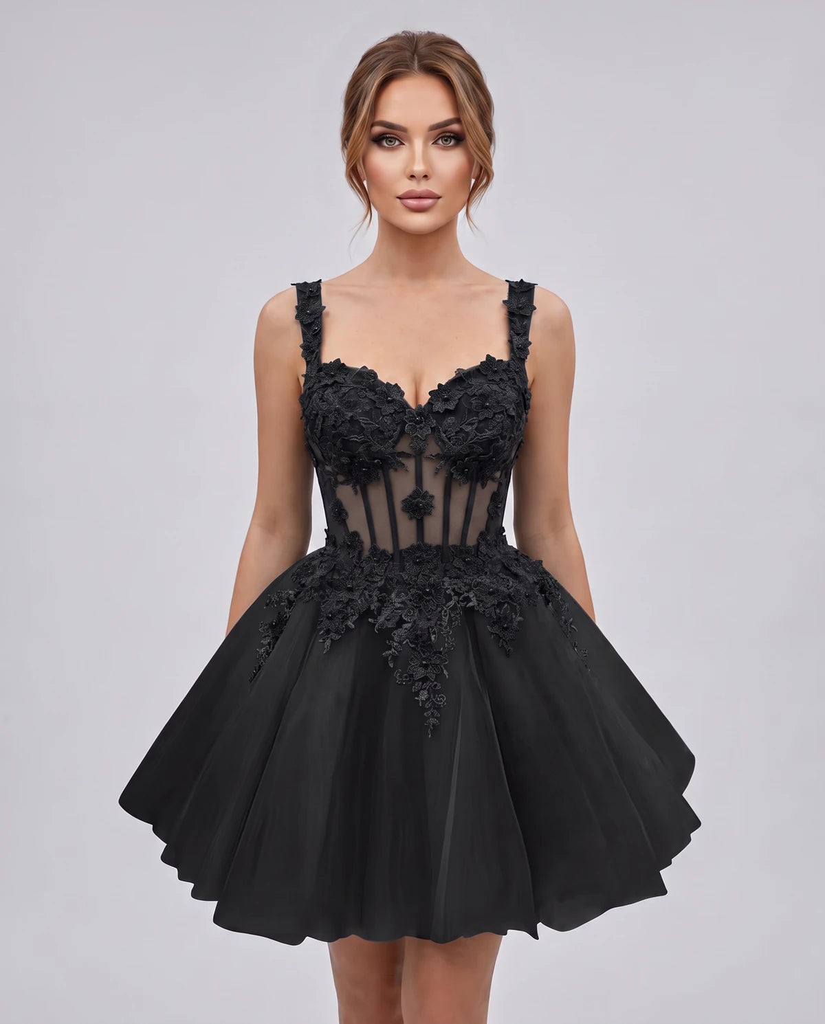 Oleander Mini Dresses — Black