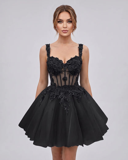 Oleander Mini Dresses — Black