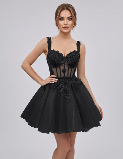 Oleander Mini Dresses — Black | SKU: RB-9776b0-black-2,RB-9776b0-black-4,RB-9776b0-black-6,RB-9776b0-black-8,RB-9776b0-black-10,RB-9776b0-black-12,RB-9776b0-black-14,RB-9776b0-black-14W,RB-9776b0-black-16,RB-9776b0-black-16W,RB-9776b0-black-18W,RB-9776b0-black-20W