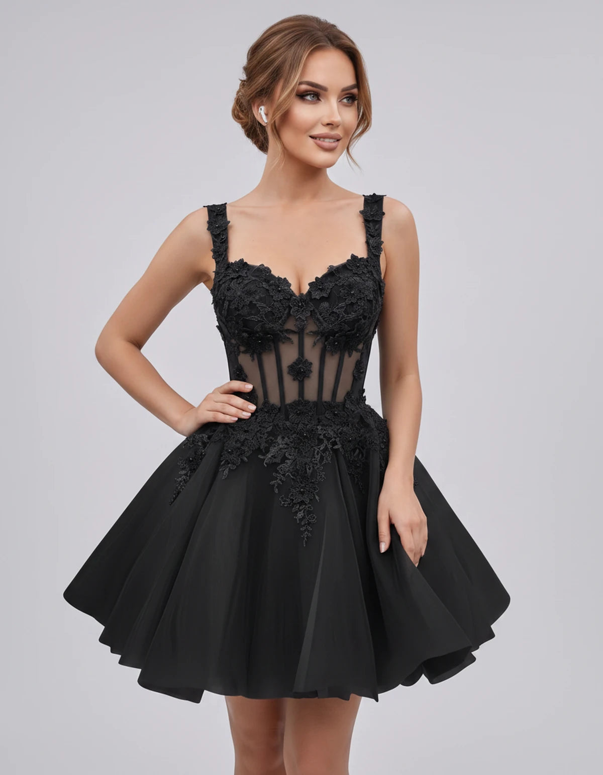 Oleander Mini Dresses — Black | SKU: RB-9776b0-black-2,RB-9776b0-black-4,RB-9776b0-black-6,RB-9776b0-black-8,RB-9776b0-black-10,RB-9776b0-black-12,RB-9776b0-black-14,RB-9776b0-black-14W,RB-9776b0-black-16,RB-9776b0-black-16W,RB-9776b0-black-18W,RB-9776b0-black-20W