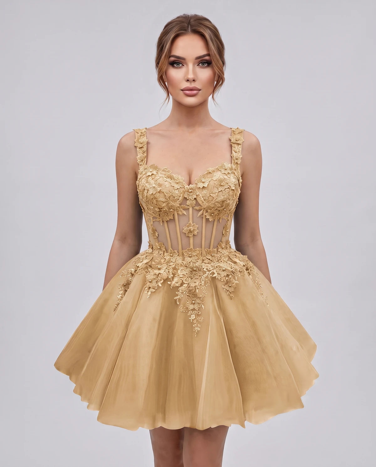 Oleander Mini Dresses — Champagne