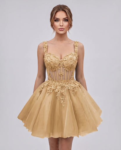 Oleander Mini Dresses — Champagne