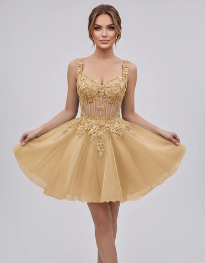 Oleander Mini Dresses — Champagne | SKU: RB-9776b0-champa2e-2,RB-9776b0-champa2e-4,RB-9776b0-champa2e-6,RB-9776b0-champa2e-8,RB-9776b0-champa2e-10,RB-9776b0-champa2e-12,RB-9776b0-champa2e-14,RB-9776b0-champa2e-14W,RB-9776b0-champa2e-16,RB-9776b0-champa2e-16W,RB-9776b0-champa2e-18W,RB-9776b0-champa2e-20W