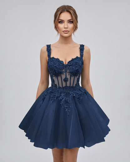 Oleander Mini Dresses — Navy
