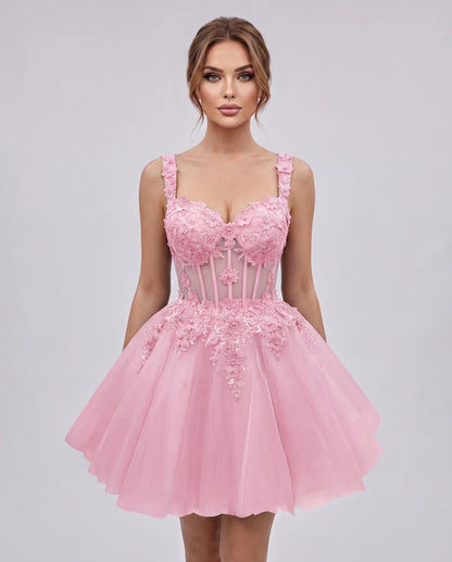 Oleander Mini Dresses — Pink
