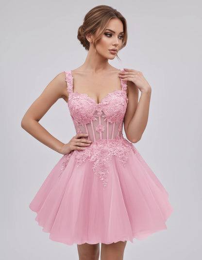 Oleander Mini Dresses — Pink | SKU: RB-9776b0-pink-2,RB-9776b0-pink-4,RB-9776b0-pink-6,RB-9776b0-pink-8,RB-9776b0-pink-10,RB-9776b0-pink-12,RB-9776b0-pink-14,RB-9776b0-pink-14W,RB-9776b0-pink-16,RB-9776b0-pink-16W,RB-9776b0-pink-18W,RB-9776b0-pink-20W