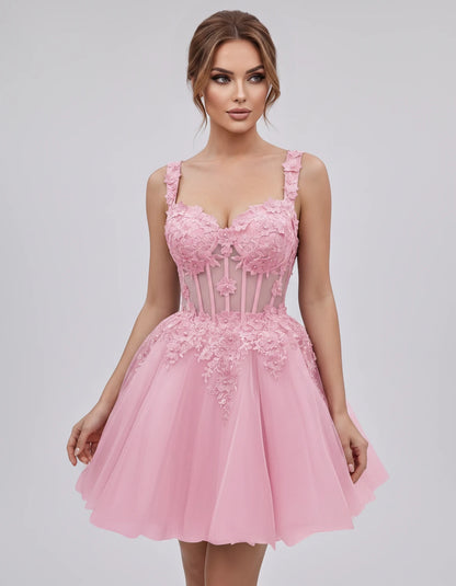 Oleander Mini Dresses — Pink | SKU: RB-9776b0-pink-2,RB-9776b0-pink-4,RB-9776b0-pink-6,RB-9776b0-pink-8,RB-9776b0-pink-10,RB-9776b0-pink-12,RB-9776b0-pink-14,RB-9776b0-pink-14W,RB-9776b0-pink-16,RB-9776b0-pink-16W,RB-9776b0-pink-18W,RB-9776b0-pink-20W