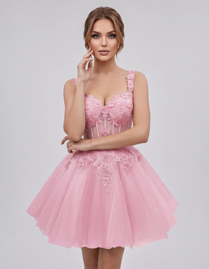 Oleander Mini Dresses — Pink | SKU: RB-9776b0-pink-2,RB-9776b0-pink-4,RB-9776b0-pink-6,RB-9776b0-pink-8,RB-9776b0-pink-10,RB-9776b0-pink-12,RB-9776b0-pink-14,RB-9776b0-pink-14W,RB-9776b0-pink-16,RB-9776b0-pink-16W,RB-9776b0-pink-18W,RB-9776b0-pink-20W
