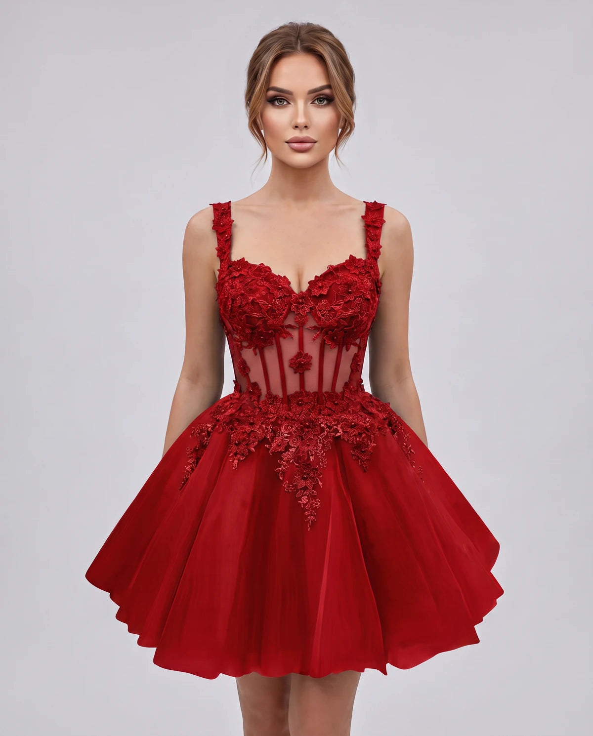 Oleander Mini Dresses — Red