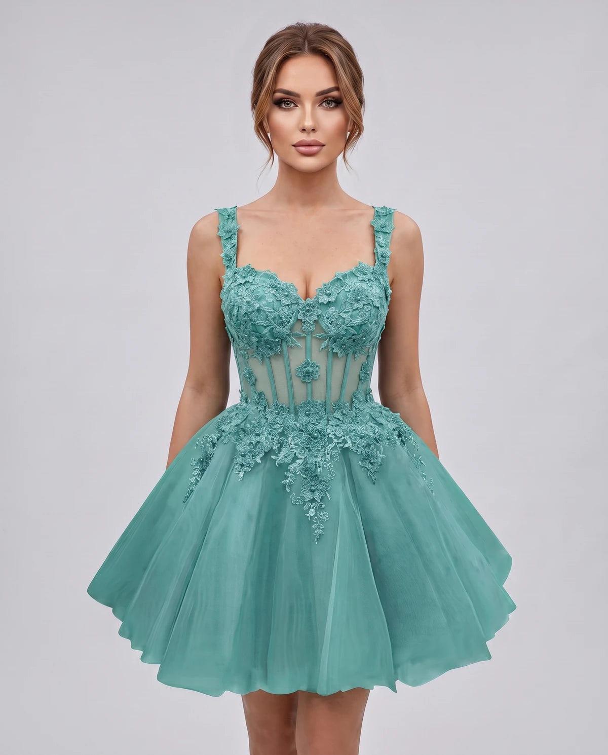 Oleander Mini Dresses — Sage Dark