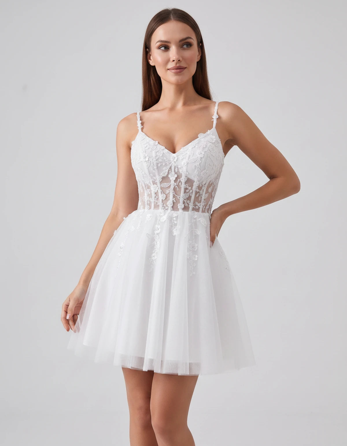 Ombrelle Mini Dresses — White | SKU: RB-7b0d28-white-2,RB-7b0d28-white-4,RB-7b0d28-white-6,RB-7b0d28-white-8,RB-7b0d28-white-10,RB-7b0d28-white-12,RB-7b0d28-white-14,RB-7b0d28-white-14W,RB-7b0d28-white-16,RB-7b0d28-white-16W,RB-7b0d28-white-18W,RB-7b0d28-white-20W
