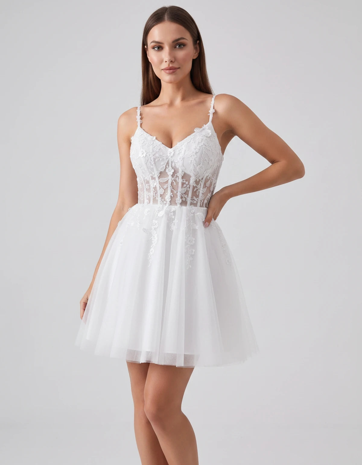 Ombrelle Mini Dresses — White | SKU: RB-7b0d28-white-2,RB-7b0d28-white-4,RB-7b0d28-white-6,RB-7b0d28-white-8,RB-7b0d28-white-10,RB-7b0d28-white-12,RB-7b0d28-white-14,RB-7b0d28-white-14W,RB-7b0d28-white-16,RB-7b0d28-white-16W,RB-7b0d28-white-18W,RB-7b0d28-white-20W