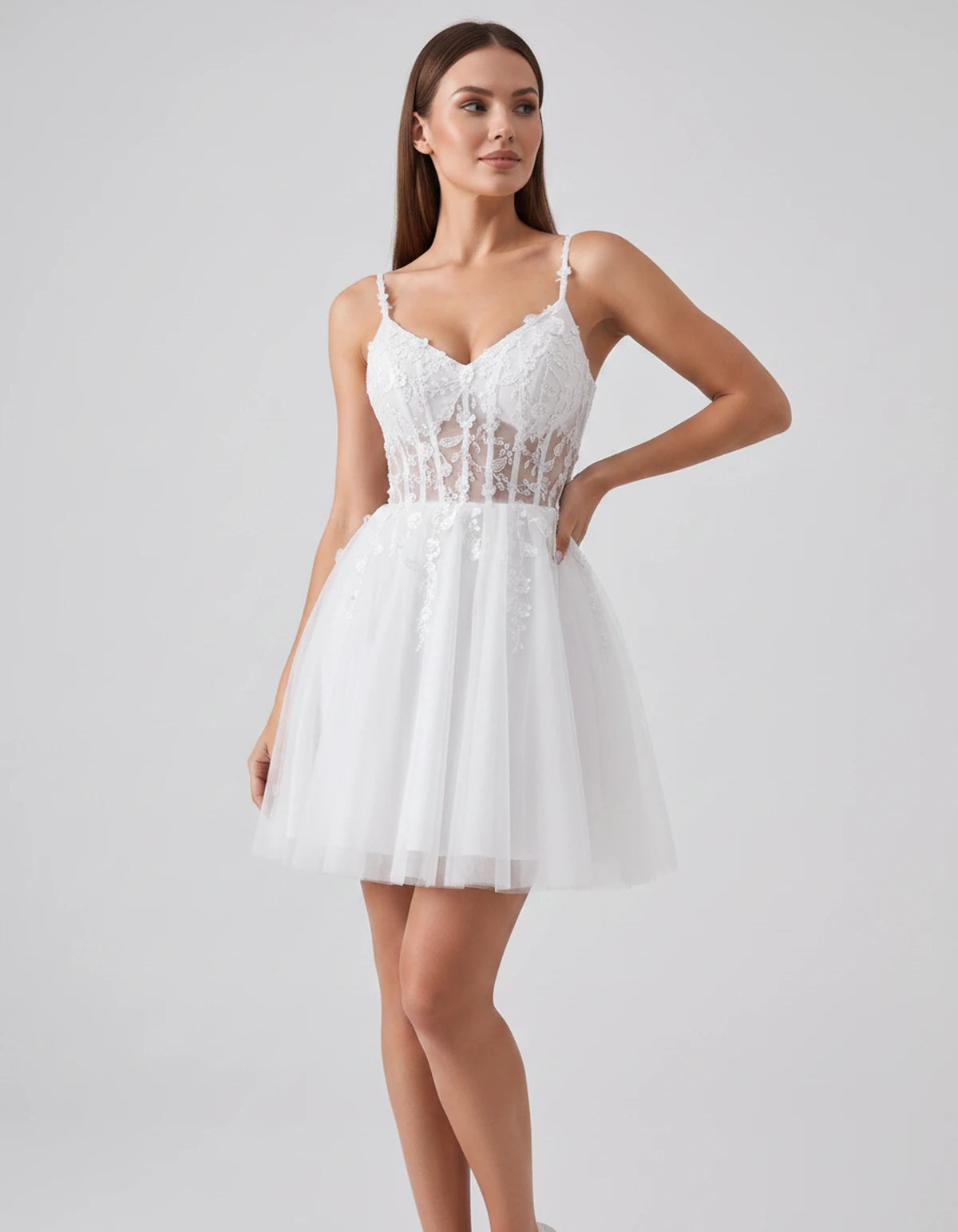 Ombrelle Mini Dresses — White | SKU: RB-7b0d28-white-2,RB-7b0d28-white-4,RB-7b0d28-white-6,RB-7b0d28-white-8,RB-7b0d28-white-10,RB-7b0d28-white-12,RB-7b0d28-white-14,RB-7b0d28-white-14W,RB-7b0d28-white-16,RB-7b0d28-white-16W,RB-7b0d28-white-18W,RB-7b0d28-white-20W