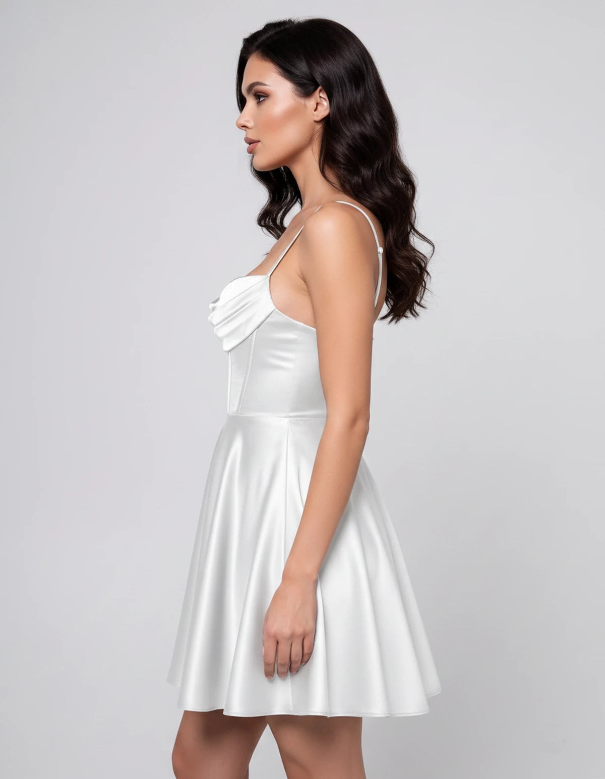 Ondine Mini Dresses — White | SKU: RB-9d1040-white-2,RB-9d1040-white-4,RB-9d1040-white-6,RB-9d1040-white-8,RB-9d1040-white-10,RB-9d1040-white-12,RB-9d1040-white-14,RB-9d1040-white-16,RB-9d1040-white-16W,RB-9d1040-white-18W,RB-9d1040-white-20W,RB-9d1040-white-22W