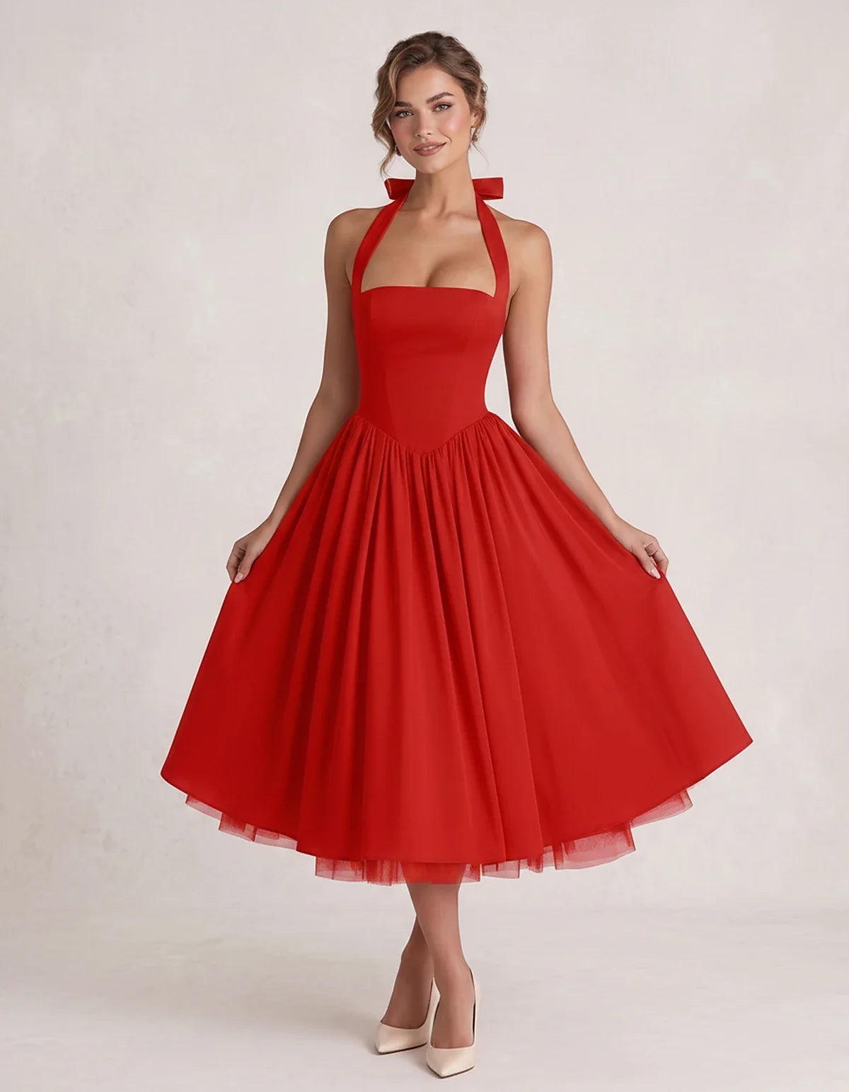 Orange,white,lilac,navy,pink,black,brown,light Blue,red,blue,purple,fuchsia,wine,burgundy,yellow,green Satin Slip Halter Slee | SKU: VMD-583920174618452-RED-L,VMD-583920174618452-RED-M,VMD-583920174618452-RED-S,VMD-583920174618452-RED-XL,VMD-583920174618452-RED-XS