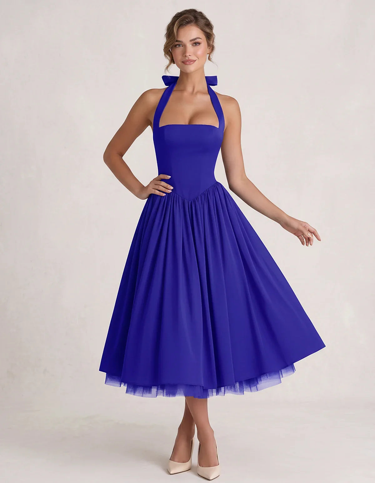 Orange,white,lilac,navy,pink,black,brown,light Blue,red,blue,purple,fuchsia,wine,burgundy,yellow,green Satin Slip Halter Slee | SKU: VMD-583920174618452-BLUE-L,VMD-583920174618452-BLUE-M,VMD-583920174618452-BLUE-S,VMD-583920174618452-BLUE-XL,VMD-583920174618452-BLUE-XS