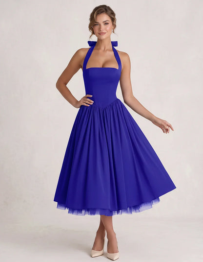 Orange,white,lilac,navy,pink,black,brown,light Blue,red,blue,purple,fuchsia,wine,burgundy,yellow,green Satin Slip Halter Slee | SKU: VMD-583920174618452-BLUE-L,VMD-583920174618452-BLUE-M,VMD-583920174618452-BLUE-S,VMD-583920174618452-BLUE-XL,VMD-583920174618452-BLUE-XS