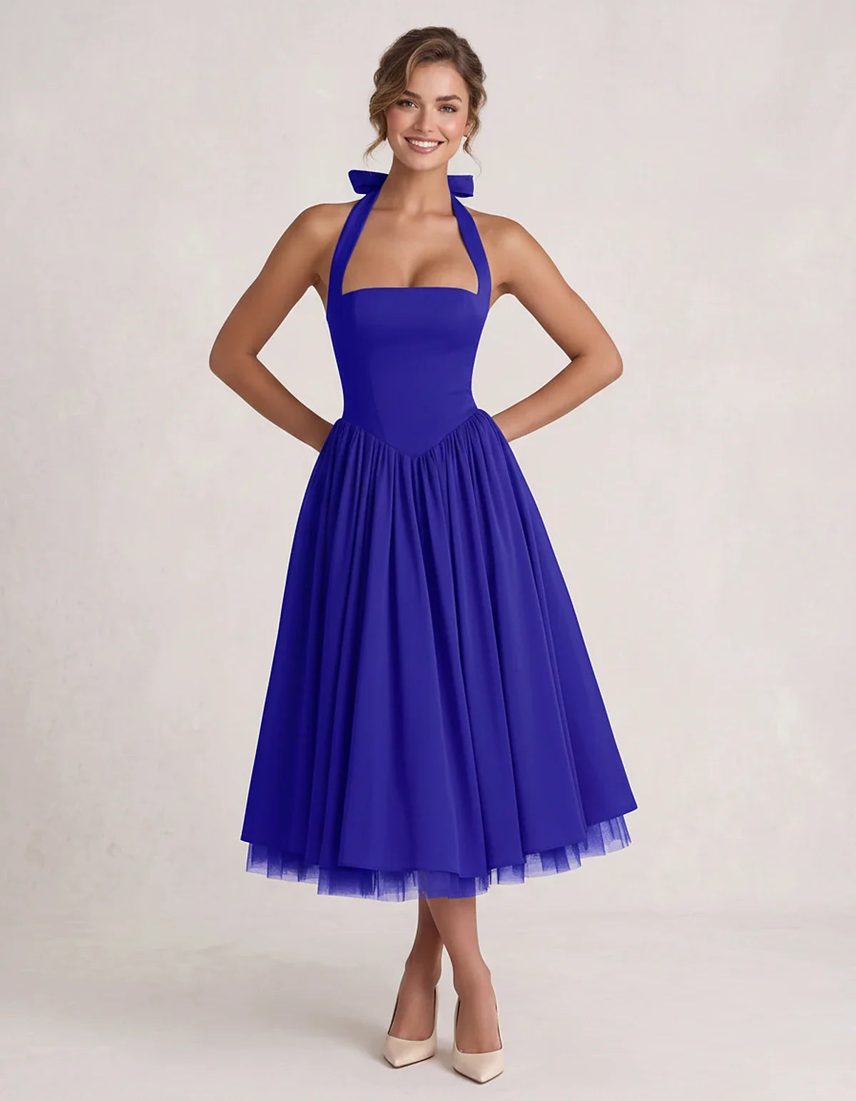Orange,white,lilac,navy,pink,black,brown,light Blue,red,blue,purple,fuchsia,wine,burgundy,yellow,green Satin Slip Halter Slee | SKU: VMD-583920174618452-BLUE-L,VMD-583920174618452-BLUE-M,VMD-583920174618452-BLUE-S,VMD-583920174618452-BLUE-XL,VMD-583920174618452-BLUE-XS