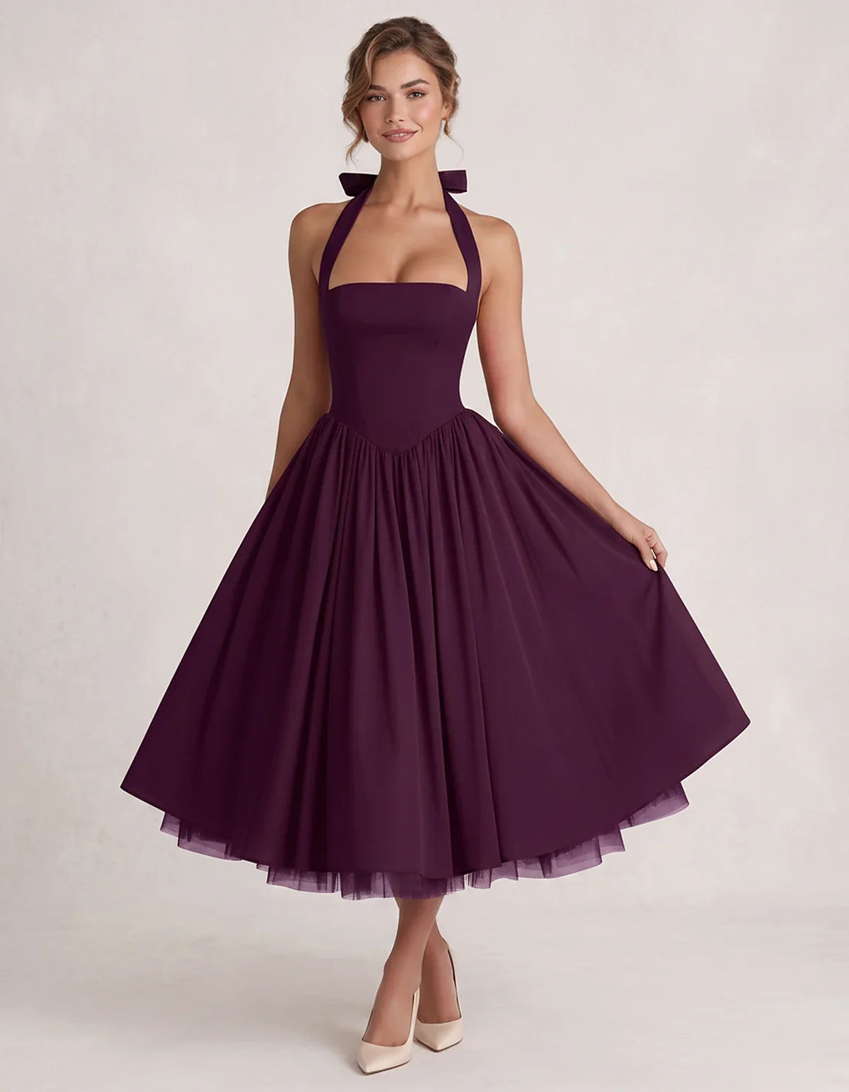 Orange,white,lilac,navy,pink,black,brown,light Blue,red,blue,purple,fuchsia,wine,burgundy,yellow,green Satin Slip Halter Slee | SKU: VMD-583920174618452-PURPLE-L,VMD-583920174618452-PURPLE-M,VMD-583920174618452-PURPLE-S,VMD-583920174618452-PURPLE-XL,VMD-583920174618452-PURPLE-XS