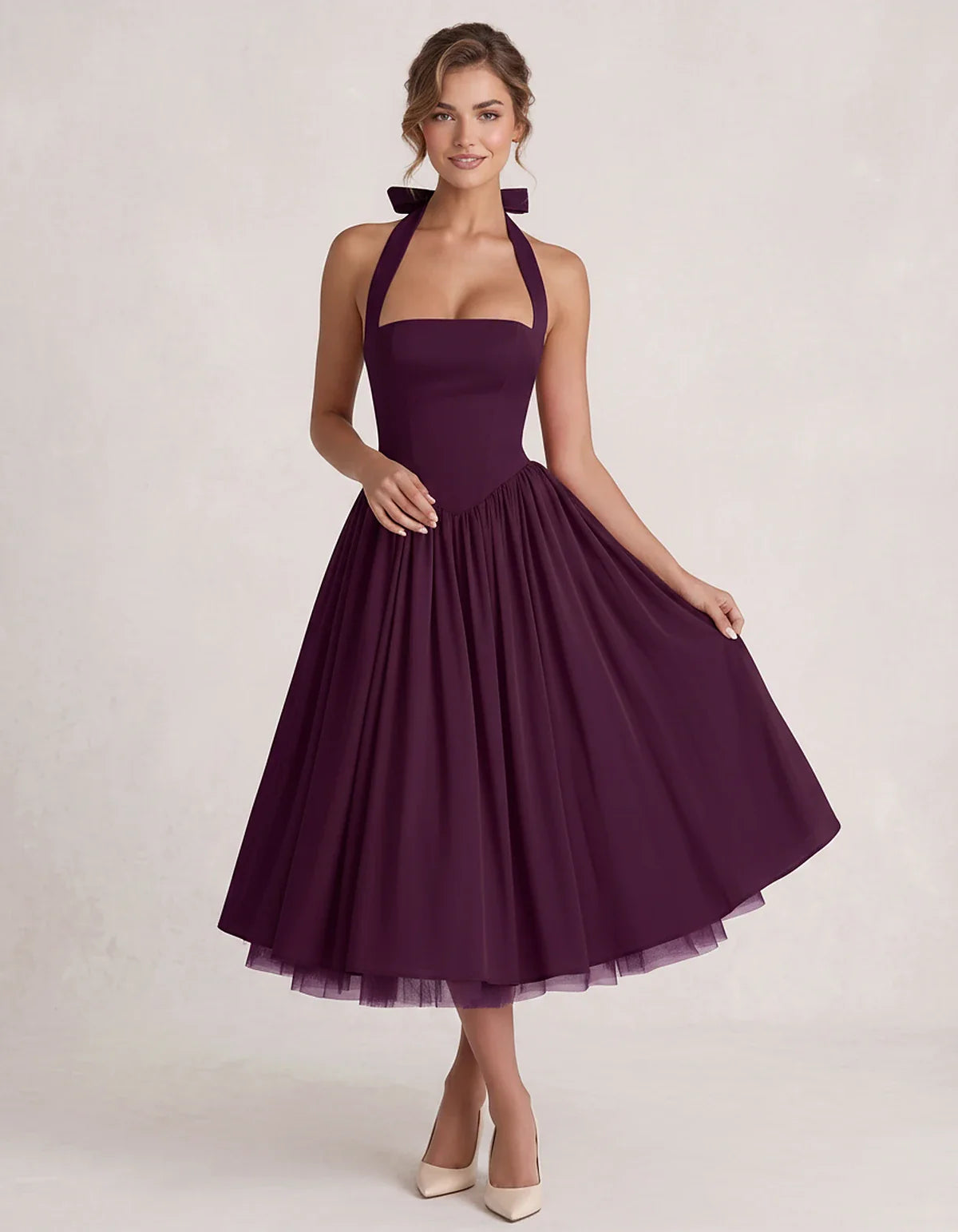 Orange,white,lilac,navy,pink,black,brown,light Blue,red,blue,purple,fuchsia,wine,burgundy,yellow,green Satin Slip Halter Slee | SKU: VMD-583920174618452-PURPLE-L,VMD-583920174618452-PURPLE-M,VMD-583920174618452-PURPLE-S,VMD-583920174618452-PURPLE-XL,VMD-583920174618452-PURPLE-XS