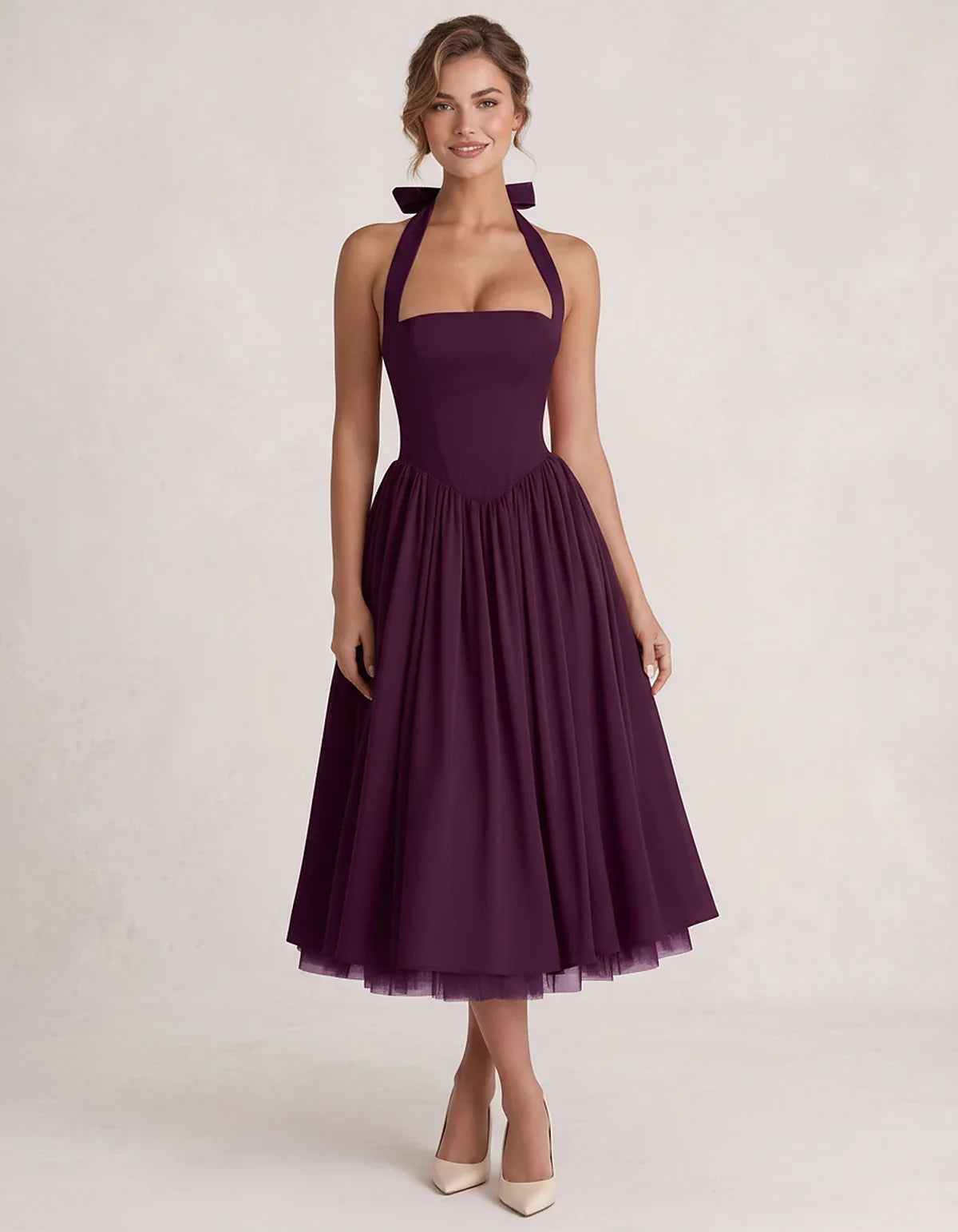 Orange,white,lilac,navy,pink,black,brown,light Blue,red,blue,purple,fuchsia,wine,burgundy,yellow,green Satin Slip Halter Slee | SKU: VMD-583920174618452-PURPLE-L,VMD-583920174618452-PURPLE-M,VMD-583920174618452-PURPLE-S,VMD-583920174618452-PURPLE-XL,VMD-583920174618452-PURPLE-XS