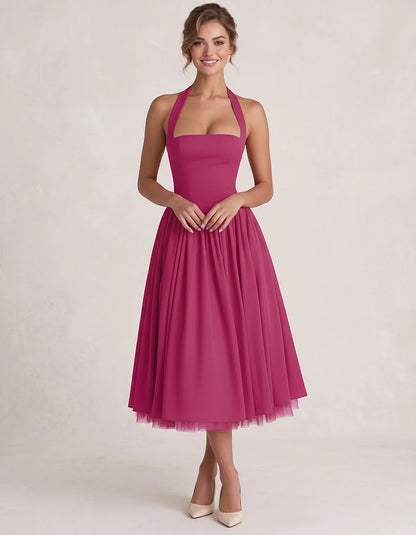 Orange,white,lilac,navy,pink,black,brown,light Blue,red,blue,purple,fuchsia,wine,burgundy,yellow,green Satin Slip Halter Slee | SKU: VMD-583920174618452-FUCHSIA-L,VMD-583920174618452-FUCHSIA-M,VMD-583920174618452-FUCHSIA-S,VMD-583920174618452-FUCHSIA-XL,VMD-583920174618452-FUCHSIA-XS