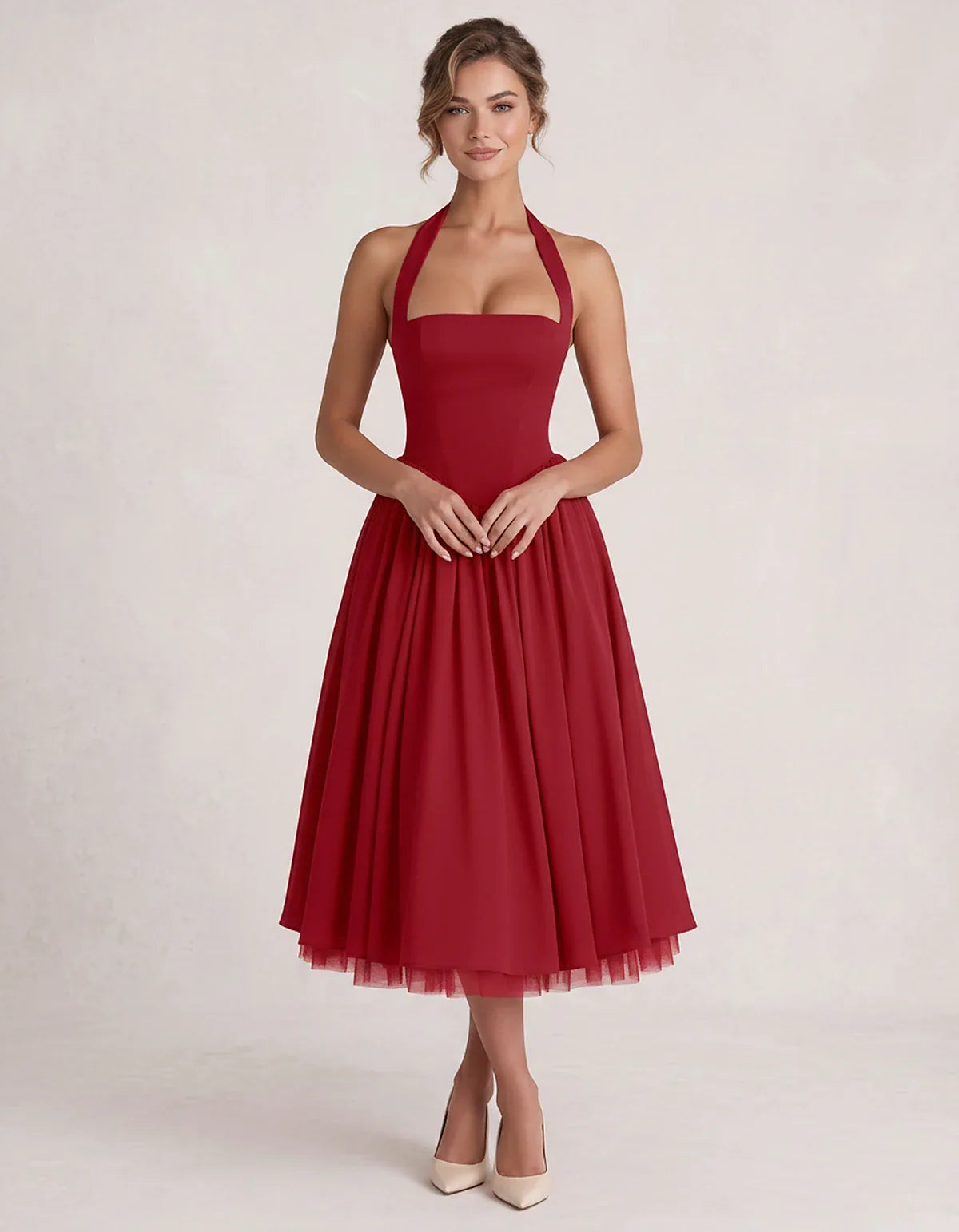 Orange,white,lilac,navy,pink,black,brown,light Blue,red,blue,purple,fuchsia,wine,burgundy,yellow,green Satin Slip Halter Slee | SKU: VMD-583920174618452-WINE-L,VMD-583920174618452-WINE-M,VMD-583920174618452-WINE-S,VMD-583920174618452-WINE-XL,VMD-583920174618452-WINE-XS