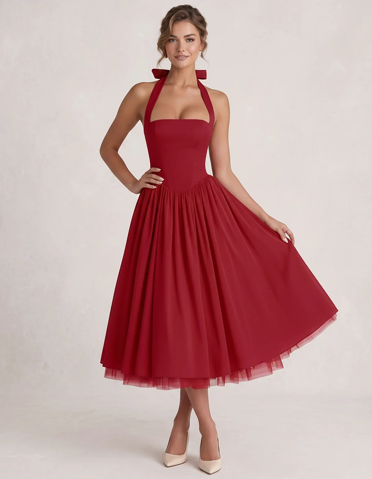 Orange,white,lilac,navy,pink,black,brown,light Blue,red,blue,purple,fuchsia,wine,burgundy,yellow,green Satin Slip Halter Slee | SKU: VMD-583920174618452-WINE-L,VMD-583920174618452-WINE-M,VMD-583920174618452-WINE-S,VMD-583920174618452-WINE-XL,VMD-583920174618452-WINE-XS
