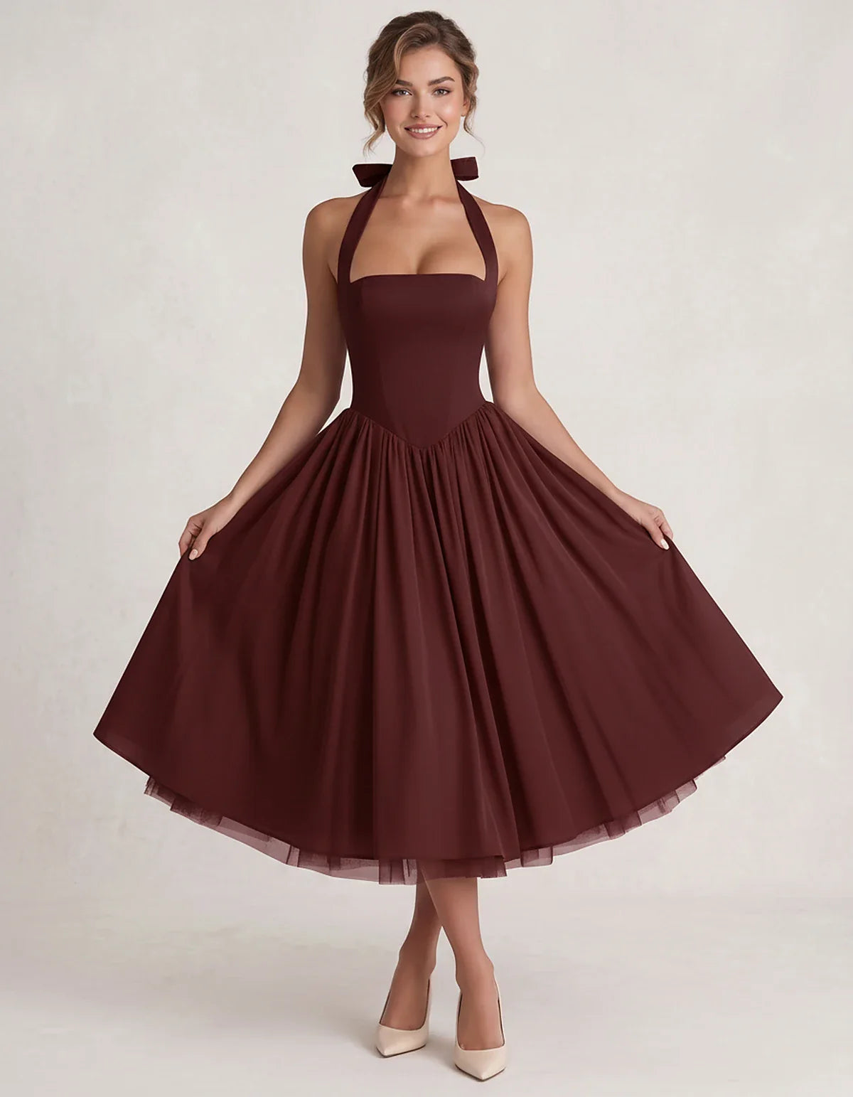 Orange,white,lilac,navy,pink,black,brown,light Blue,red,blue,purple,fuchsia,wine,burgundy,yellow,green Satin Slip Halter Slee | SKU: VMD-583920174618452-BURGUNDY-L,VMD-583920174618452-BURGUNDY-M,VMD-583920174618452-BURGUNDY-S,VMD-583920174618452-BURGUNDY-XL,VMD-583920174618452-BURGUNDY-XS