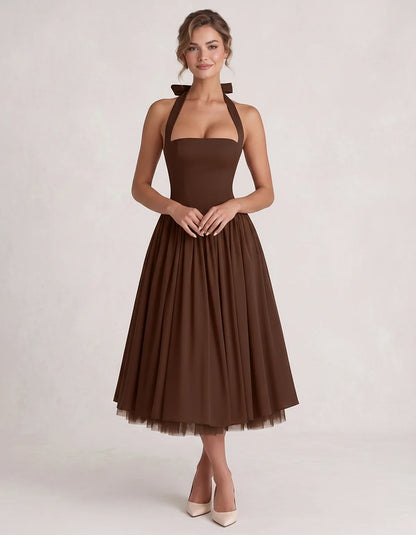 Orange,white,lilac,navy,pink,black,brown,light Blue,red,blue,purple,fuchsia,wine,burgundy,yellow,green Satin Slip Halter Slee | SKU: VMD-583920174618452-BROWN-L,VMD-583920174618452-BROWN-M,VMD-583920174618452-BROWN-S,VMD-583920174618452-BROWN-XL,VMD-583920174618452-BROWN-XS