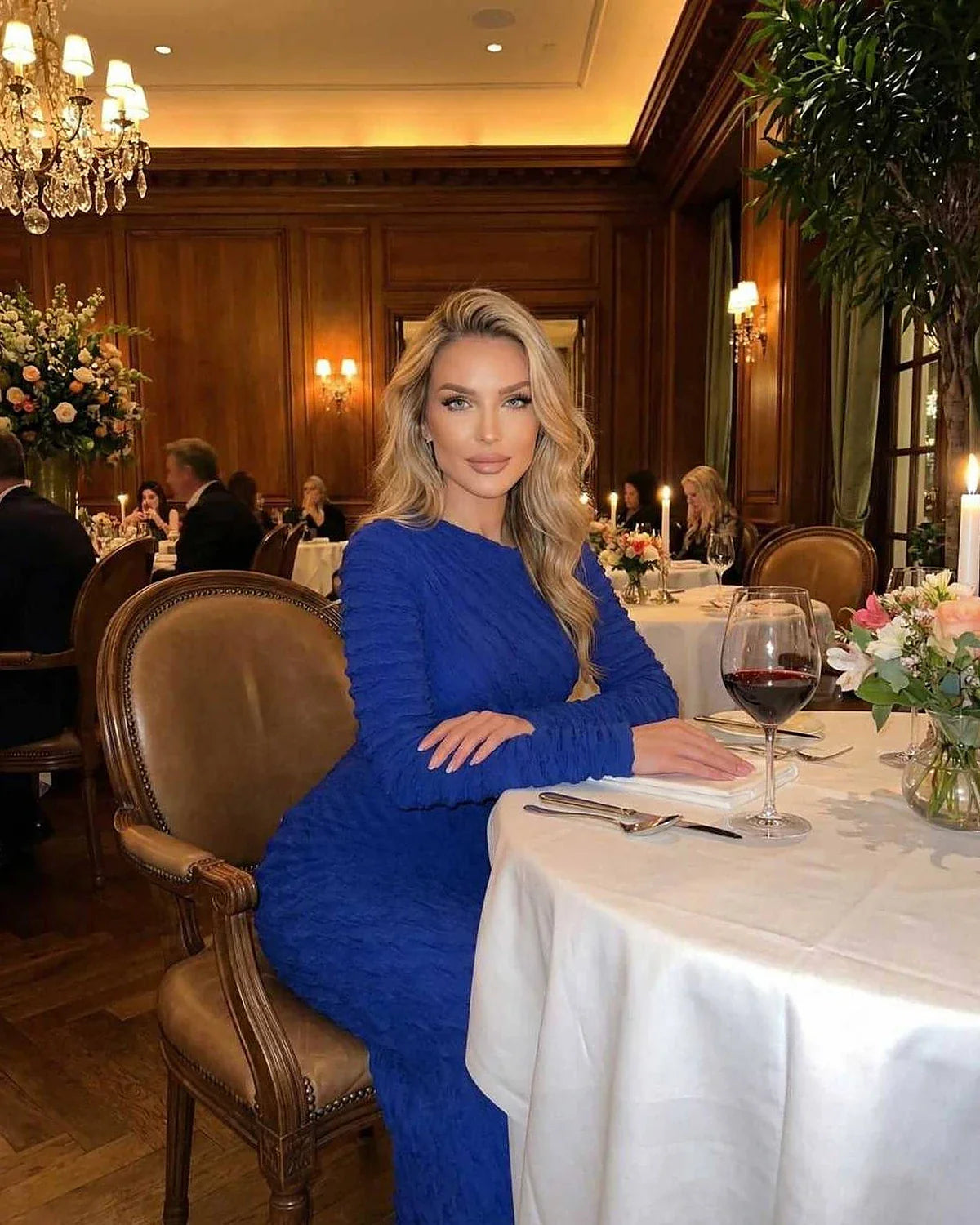 Blue Satin Bodycon Round Neck Long Sleeve Maxi Dress | Evening Events, Celebrations, Bridal Showers & Everyday Wear, lifestyl | SKU: MMD-384726195-blue-L-8530,MMD-384726195-blue-M-5838,MMD-384726195-blue-S-5288,MMD-384726195-blue-XL-8553,MMD-384726195-blue-XS-8460