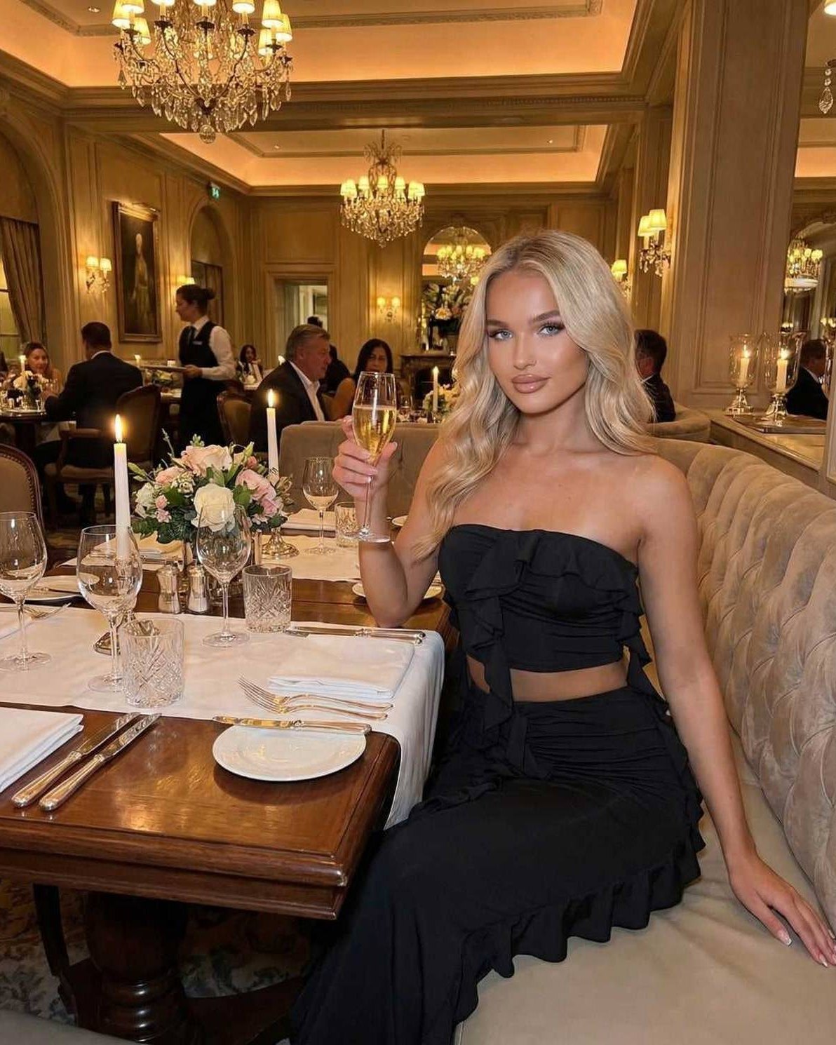 Ozma Maxi Dress - elegant black ankle-length dress - 100% polyester satin - perfect for evening occasions - RAMBLION