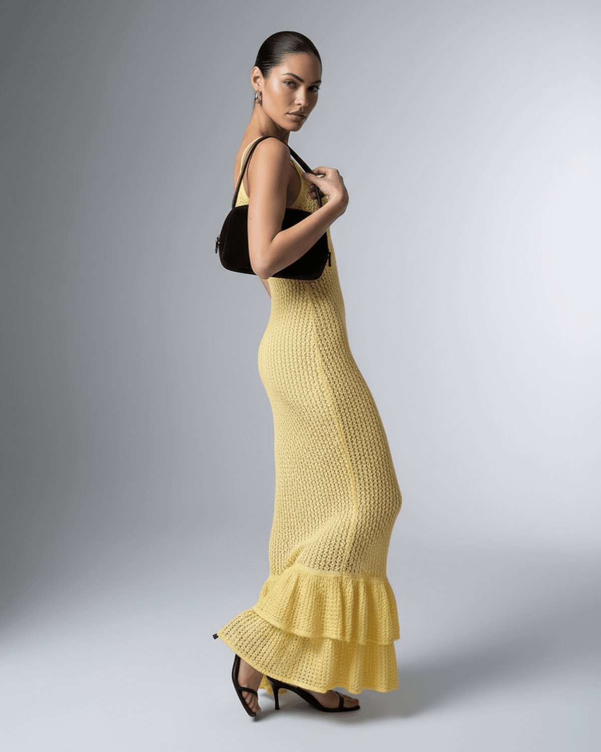 Page Maxi Dress in yellow, V-neck, elegant and chic for special occasions by RAMBLION.