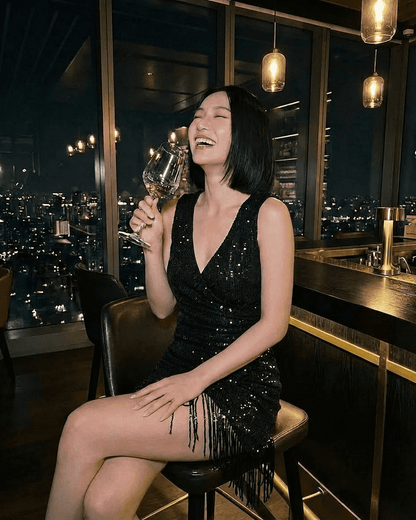 Black Bodycon V-Neck Sleeveless Mini Dress | Prom & Party Nights, lifestyle shot | Ramblion | SKU: NMD-84736-black-L-2025,NMD-84736-black-M-7781,NMD-84736-black-S-1969,NMD-84736-black-XL-5996,NMD-84736-black-XS-9050