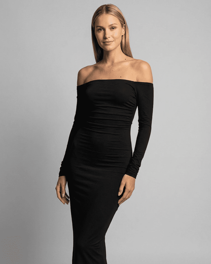 Black Cotton Bodycon Round Neck Sleeveless Maxi Dress | Formal Occasions, Evening Parties & Weddings, front view | Ramblion | SKU: NMD-90264-black-L-6868,NMD-90264-black-M-5530,NMD-90264-black-S-1970,NMD-90264-black-XL-9976,NMD-90264-black-XS-2090