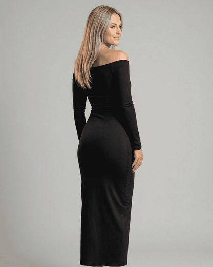 Black Cotton Bodycon Round Neck Sleeveless Maxi Dress | Formal Occasions, Evening Parties & Weddings, back view | Ramblion | SKU: NMD-90264-black-L-6868,NMD-90264-black-M-5530,NMD-90264-black-S-1970,NMD-90264-black-XL-9976,NMD-90264-black-XS-2090