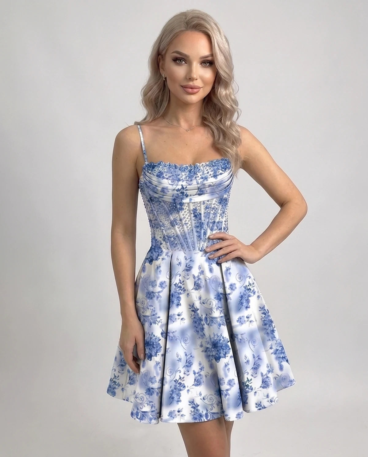 Papillon Mini Dresses — Blue Floral | SKU: RB-6b962e-bluefl66-2,RB-6b962e-bluefl66-4,RB-6b962e-bluefl66-6,RB-6b962e-bluefl66-8,RB-6b962e-bluefl66-10,RB-6b962e-bluefl66-12,RB-6b962e-bluefl66-14,RB-6b962e-bluefl66-16,RB-6b962e-bluefl66-18W,RB-6b962e-bluefl66-20W,RB-6b962e-bluefl66-22W,RB-6b962e-bluefl66-24W
