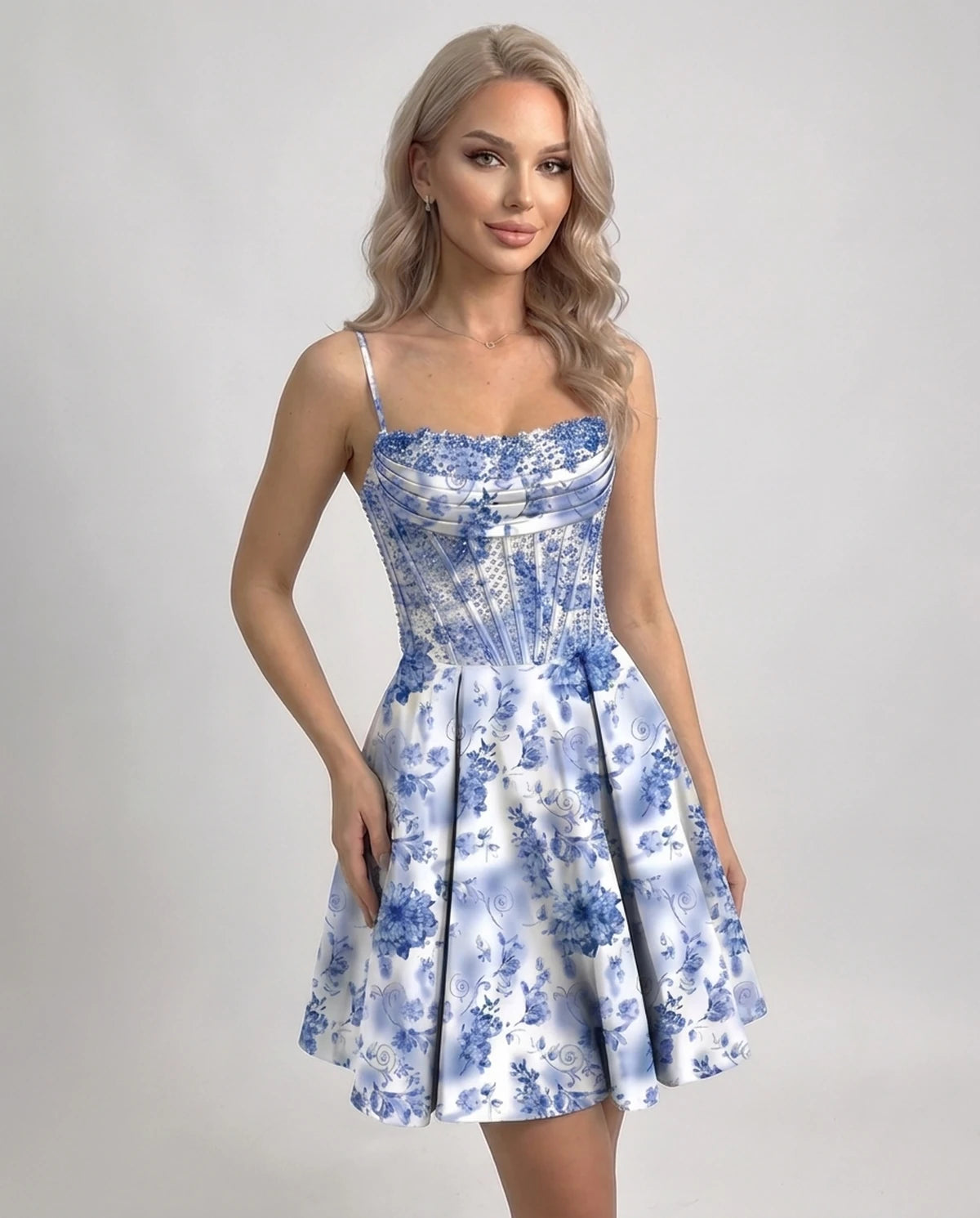 Papillon Mini Dresses — Blue Floral | SKU: RB-6b962e-bluefl66-2,RB-6b962e-bluefl66-4,RB-6b962e-bluefl66-6,RB-6b962e-bluefl66-8,RB-6b962e-bluefl66-10,RB-6b962e-bluefl66-12,RB-6b962e-bluefl66-14,RB-6b962e-bluefl66-16,RB-6b962e-bluefl66-18W,RB-6b962e-bluefl66-20W,RB-6b962e-bluefl66-22W,RB-6b962e-bluefl66-24W