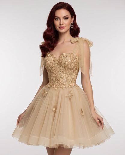 Parthenia Mini Dresses — Champagne